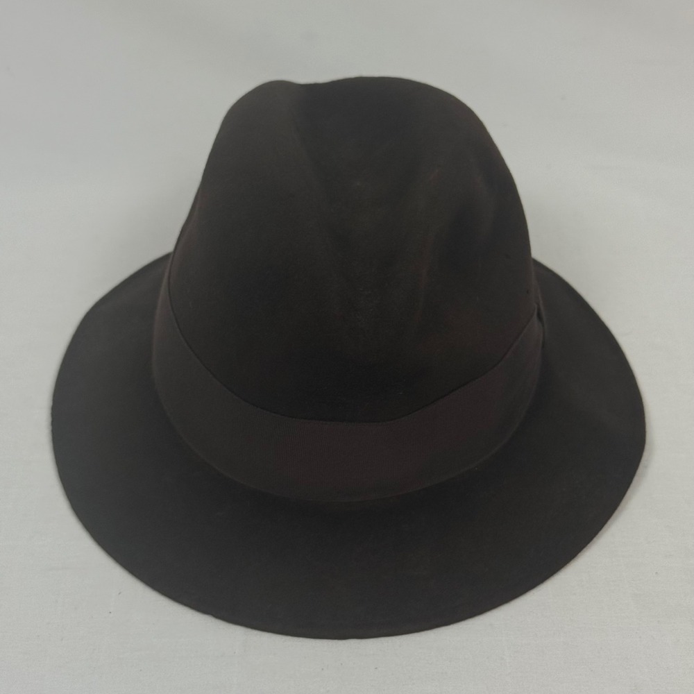 Vintage Mens Wright Mirakai Custom Made Fedora Hat Brown Wool Size 6 7/8 - Picture 2 of 13